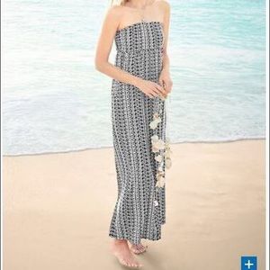 Romantic SOFT Sun Beach Maxi Dress Gown Feminine Strapless Garnet Hill Cotton